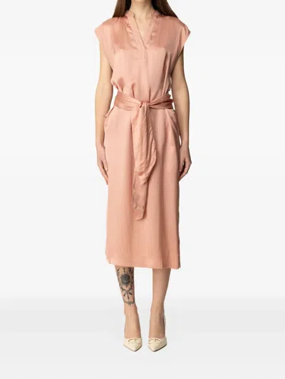 Twinset Belted Midi Dress In Pink