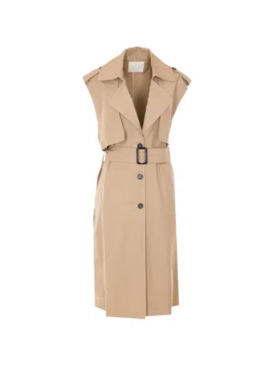 Twinset Belted Trench-style Dress In Brown