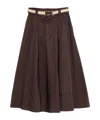 Twinset Twin-set Flowing Midi Skirt With Fitted Waist And Decorative Belt