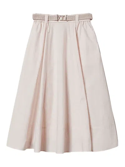 Twinset Belted Midi Skirt In Neutrals