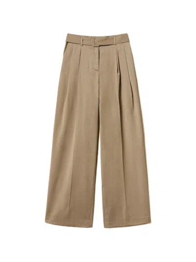 Twinset Belted Pleated Trousers In Neutral