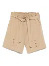 Twinset Belted Poplin Shorts In Brown