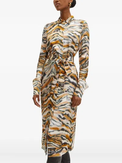 Twinset Belted Printed Dress In Multi