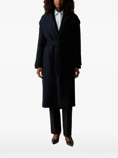 Twinset Twin-set Blue Wool Polyamide Coat