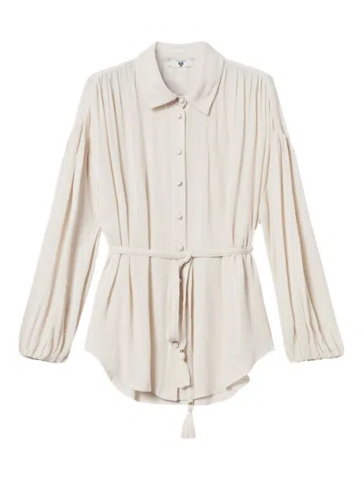 Twinset Belted Shirt In Neutrals