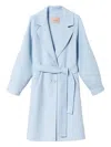 Twinset Belted Single-breasted Coat In Blue