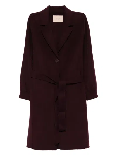 Twinset Belted Single-breasted Coat In Black