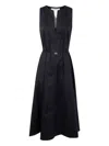 Twinset Robe Longue Sans Manches En Popeline In Black
