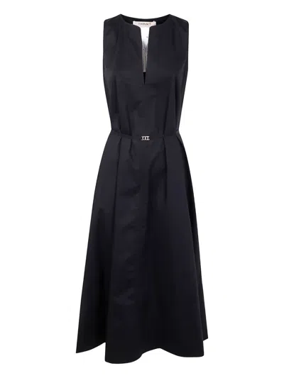 Twinset Belted Sleeveless Dress In Black
