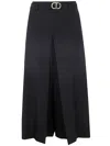 Twinset Belted Crepe Texture Maxi Skirt  In Nero