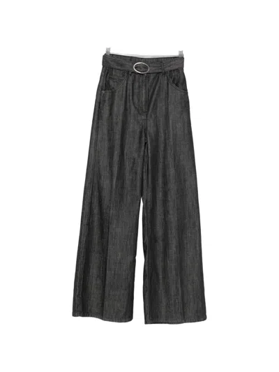 Twinset Belted Wide-leg Jeans In Gray
