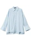Twinset Bezel Embroidery Poplin Shirt In Blue