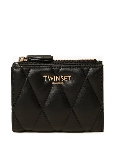 Twinset Bi-fold Quilted Wallet In Black
