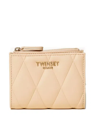 Twinset Bi-fold Quilted Wallet In Pink