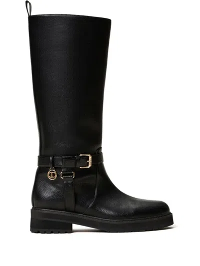 Twinset Biker Boots In Black