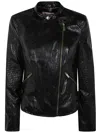 Twinset Zipped Faux Leather Biker Jacket In Black