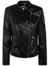 Twinset Zipped Faux Leather Biker Jacket In Black