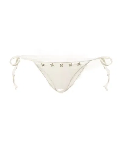 Twinset Bikini Thong With Embroidery In White