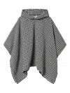 Twinset Houndstooth Hooded Poncho In Black