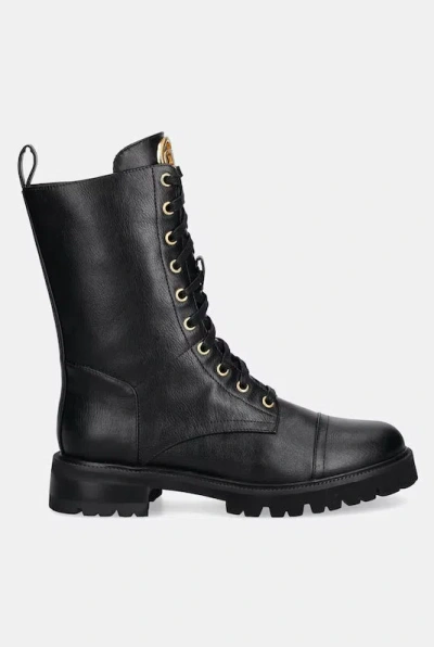 Twinset Twin Set Lace Up Boots With Logo In Black