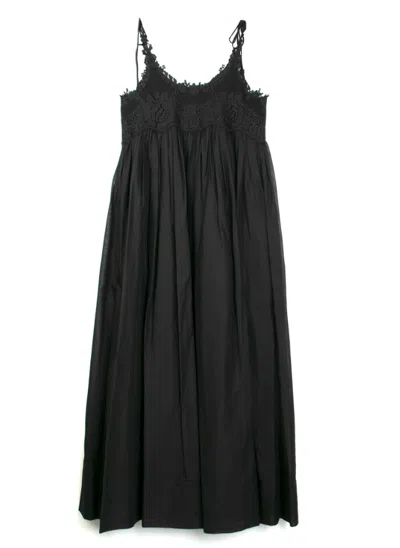 Twinset Twin Set Muslin Long Dress In Black