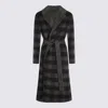 Twinset Black And Grey Wool Coat In Black