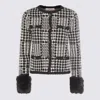 Twinset Houndstooth Pattern Jacket With Faux Fur Accents In Black