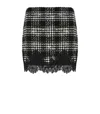 Twinset Textured Plaid Skirt With Embroidery And Lace In Black