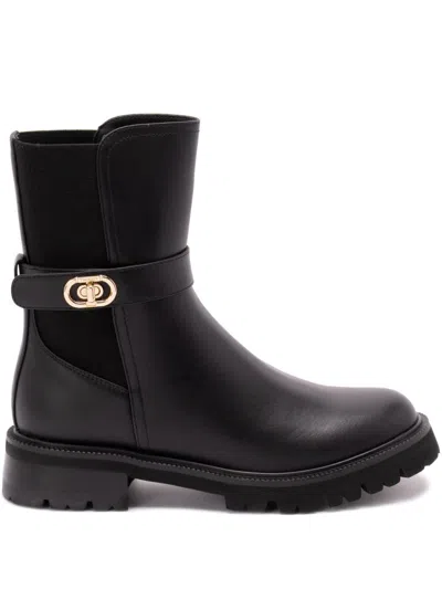 TWINSET BLACK ANKLE BOOTS WITH ANKLE STRAP TWINSET