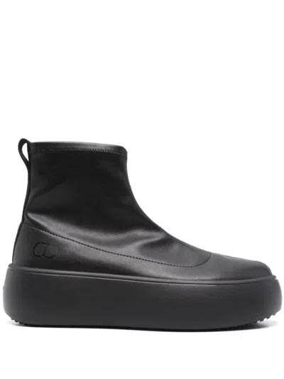 Twinset Black Ankle Boots With Elevated Platform Sole