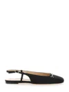 Twinset Black Ballet Shoes With Square Toe And Logo Plaque On The Front