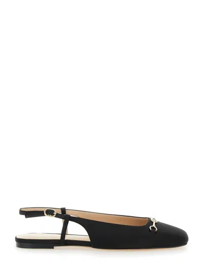 Twinset Black Ballet Shoes With Square Toe And Logo Plaque On The Front