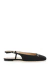 Twinset Black Ballet Shoes With Square Toe And Logo Plaque On The Front In Tech Fabric Woman In Black