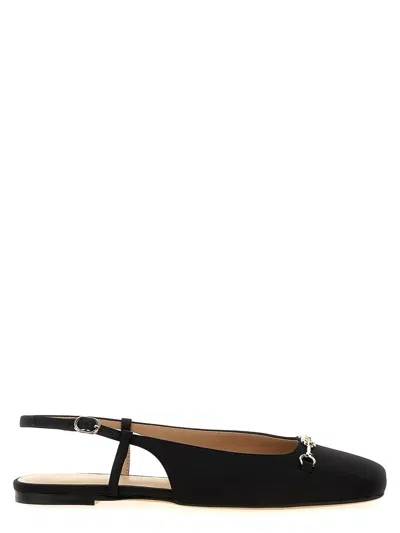 Twinset Black Ballet Shoes With Square Toe And Logo Plaque On The Front In Tech Fabric Woman