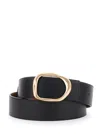 Twinset Black Belt With Buckle Closure In Grained Leather Woman In Black