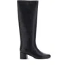 Twinset Knee-high Calf Leather Ankle Boots With Silhouette In Black