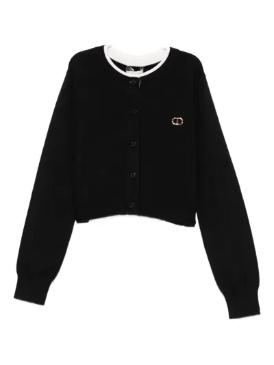 Twinset Kids' Black Cardigan With Logo