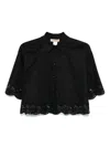 Shop Twinset Black Cotton Blended Three-quarter Sleeves Shirt