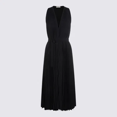 Twinset Pleated V-neck Dress In Black