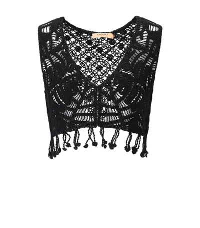 Twinset Black Crochet Top