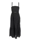Twinset Black Dress With Removable Straps And Broderie Anglaise In Cotton Woman