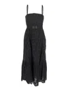 Twinset Black Dress With Removable Straps And Broderie Anglaise In Cotton Woman