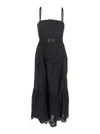 Twinset Black Dress With Removable Straps And Broderie Anglaise In Cotton Woman