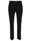 TWINSET BLACK FLARE PANTS WITH OVAL T BUCKLE IN VISCOSE BLEND WOMAN