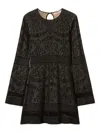 Twinset Twin-set Mini Dress With Textured Fabric And Floral Patterns In Black
