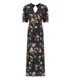 Twinset Black Floral Long Dress In Black