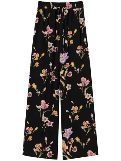 Twinset Black Floral Pattern Trousers