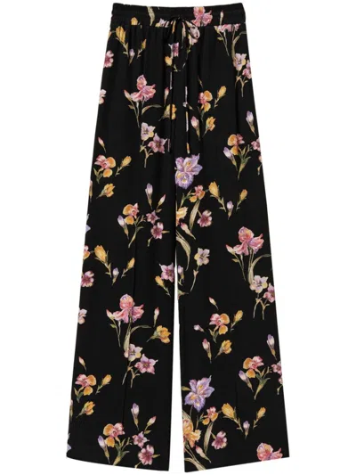 TWINSET BLACK FLORAL-PRINT TROUSERS
