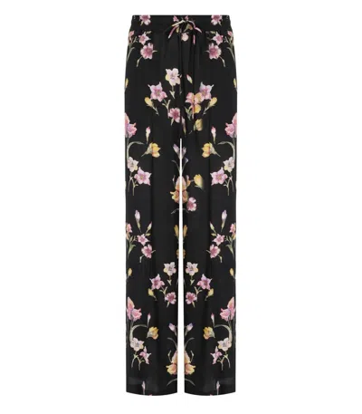 TWINSET TWINSET BLACK FLORAL WIDE LEG TROUSERS