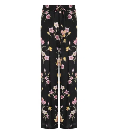 TWINSET BLACK FLORAL WIDE LEG TROUSERS